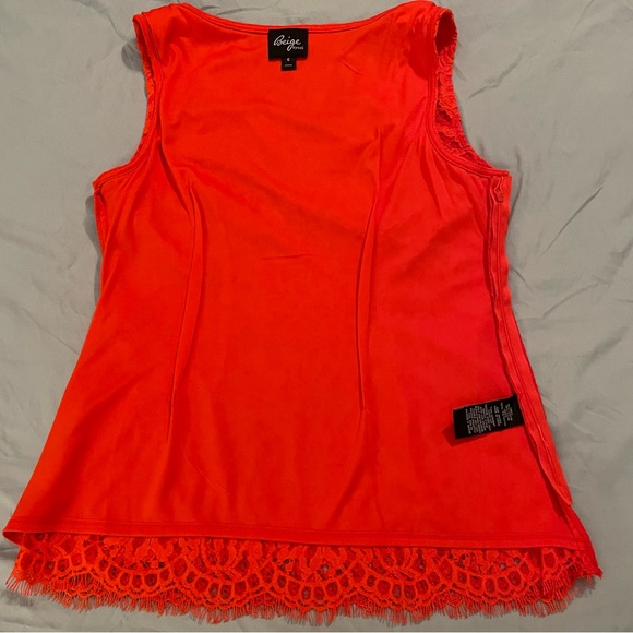NEW ECI red-orange floral lace v-neck sleeveless blouse women’s size 6 - Picture 6 of 11